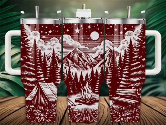 Camping Mountain Tumbler Wrap