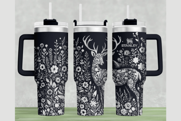 Deer Flower Stanley 40oz Laser Wrap SVG